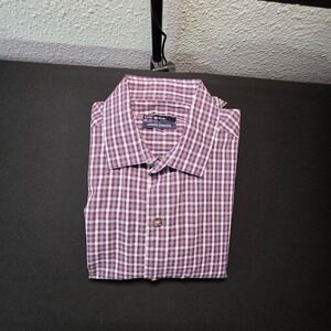 Bar III Slim Fit Dress Shirt Mens Small 14-14.5 Purple Gingham‎ Carnaby